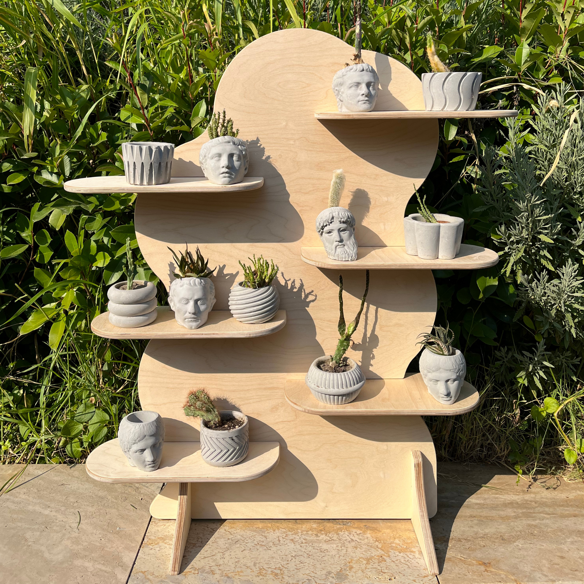 SUPERSIZE Asymmetrical Wavy Portatif Ahşap Masaüstü Ürün Teşhir Standı