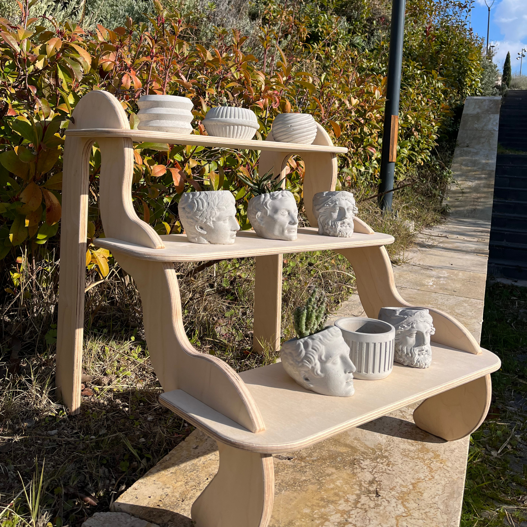 Wavy Gradual Portatif Ahşap Masaüstü Ürün Teşhir Standı