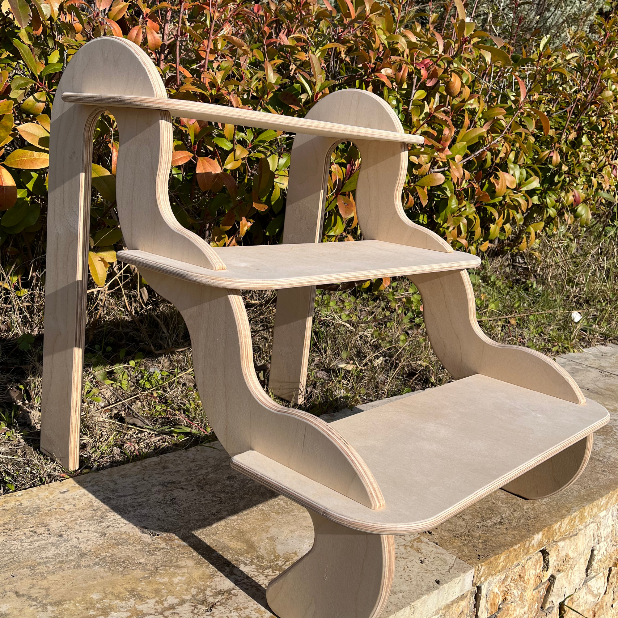 Wavy Gradual Portatif Ahşap Masaüstü Ürün Teşhir Standı