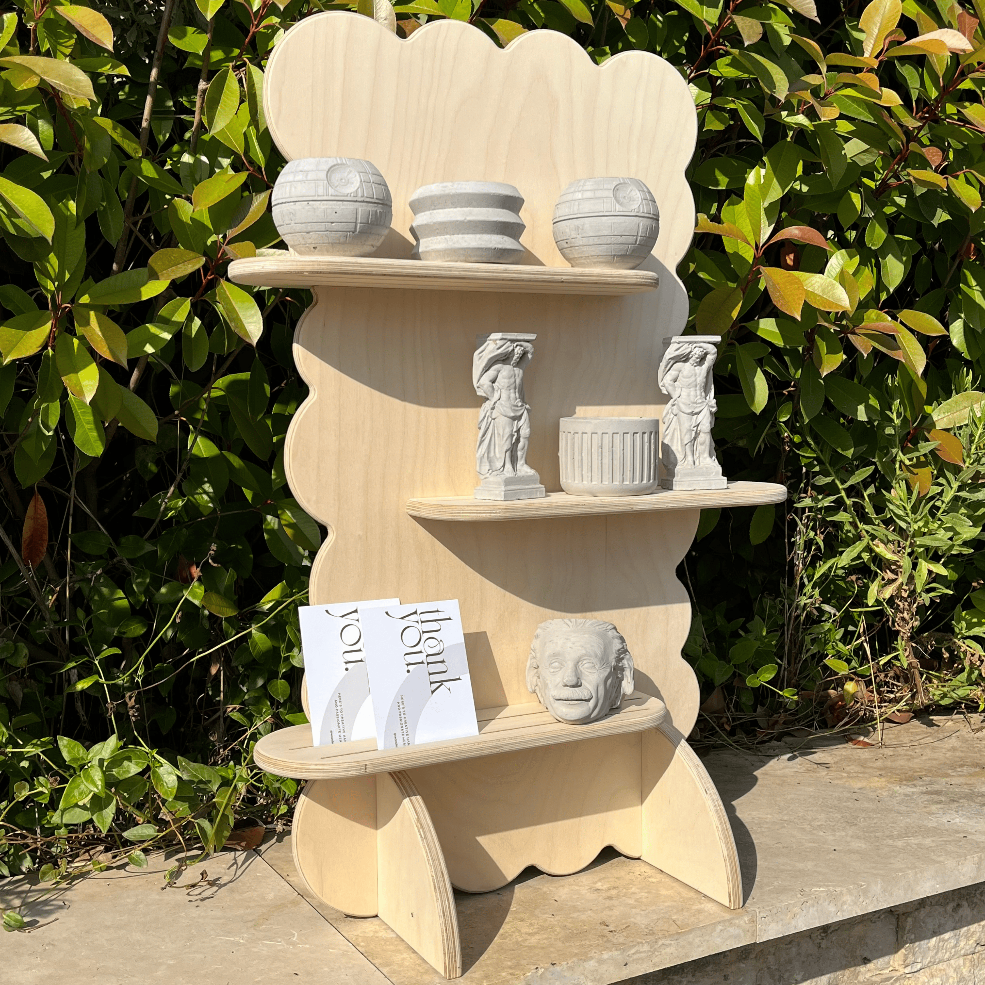 3-Tier Slottie Portatif Ahşap Masaüstü Ürün Teşhir Standı