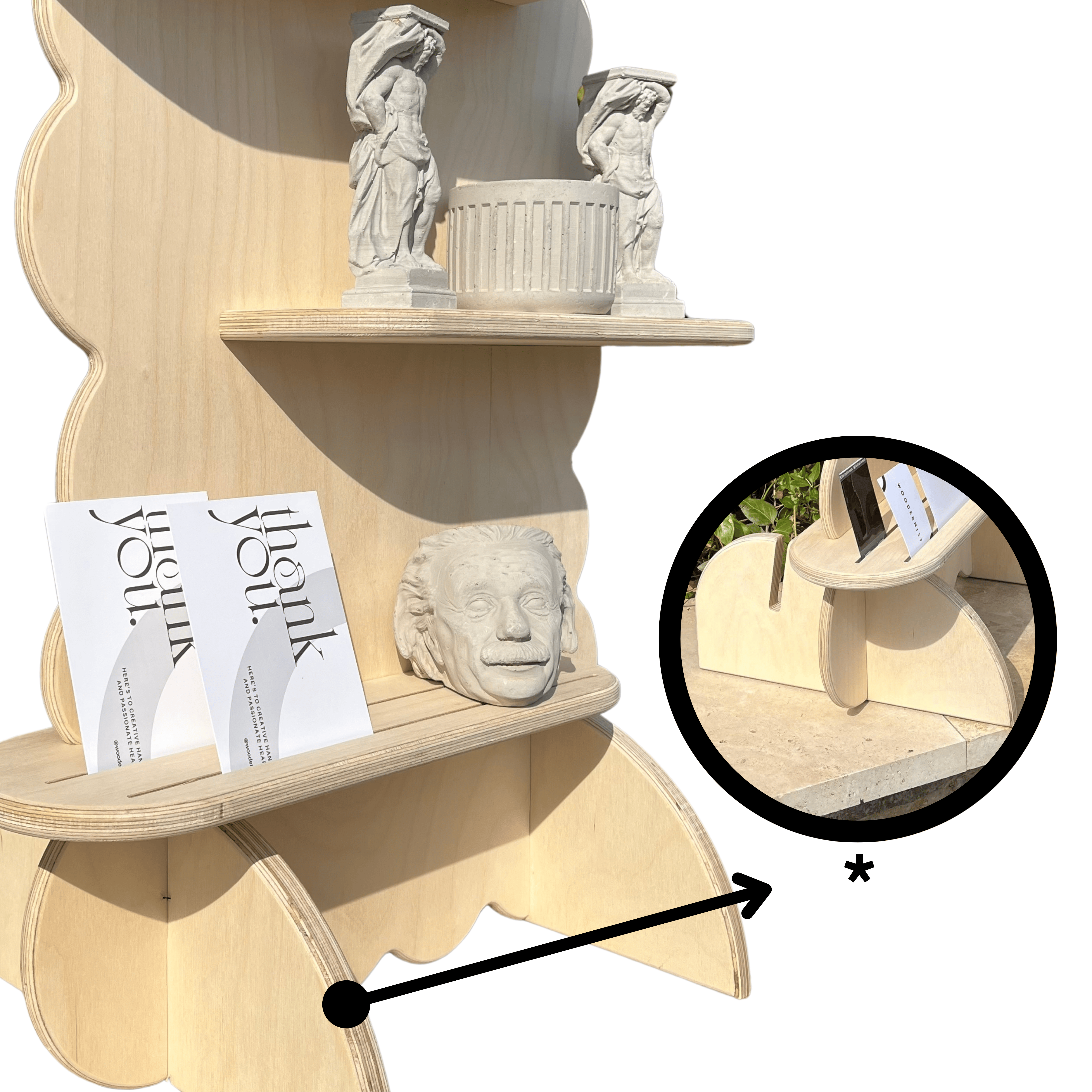 3-Tier Slottie Portatif Ahşap Masaüstü Ürün Teşhir Standı
