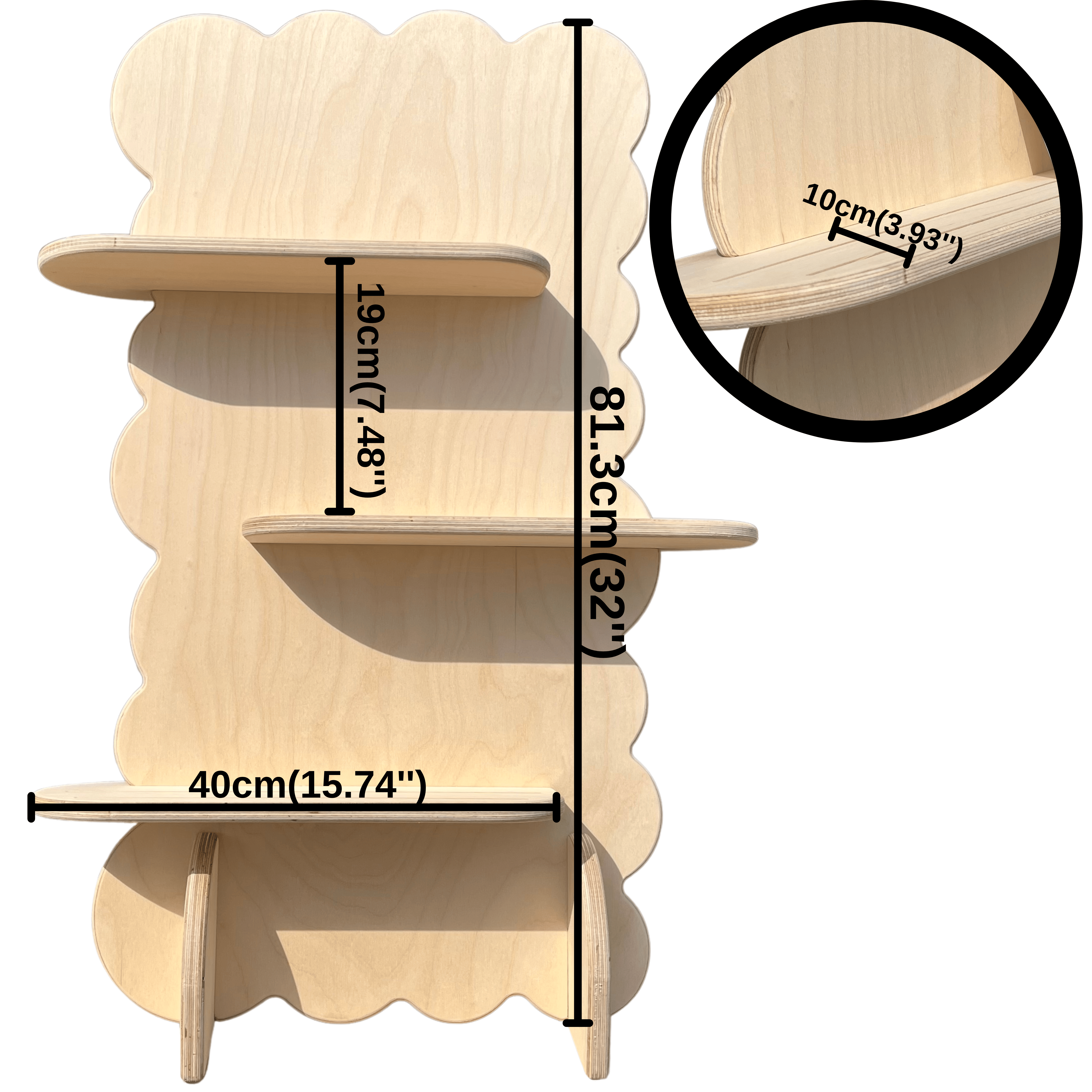 3-Tier Slottie Portatif Ahşap Masaüstü Ürün Teşhir Standı
