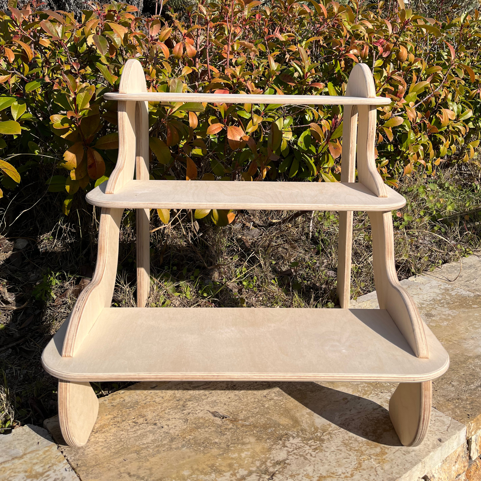 Wavy Gradual Portatif Ahşap Masaüstü Ürün Teşhir Standı