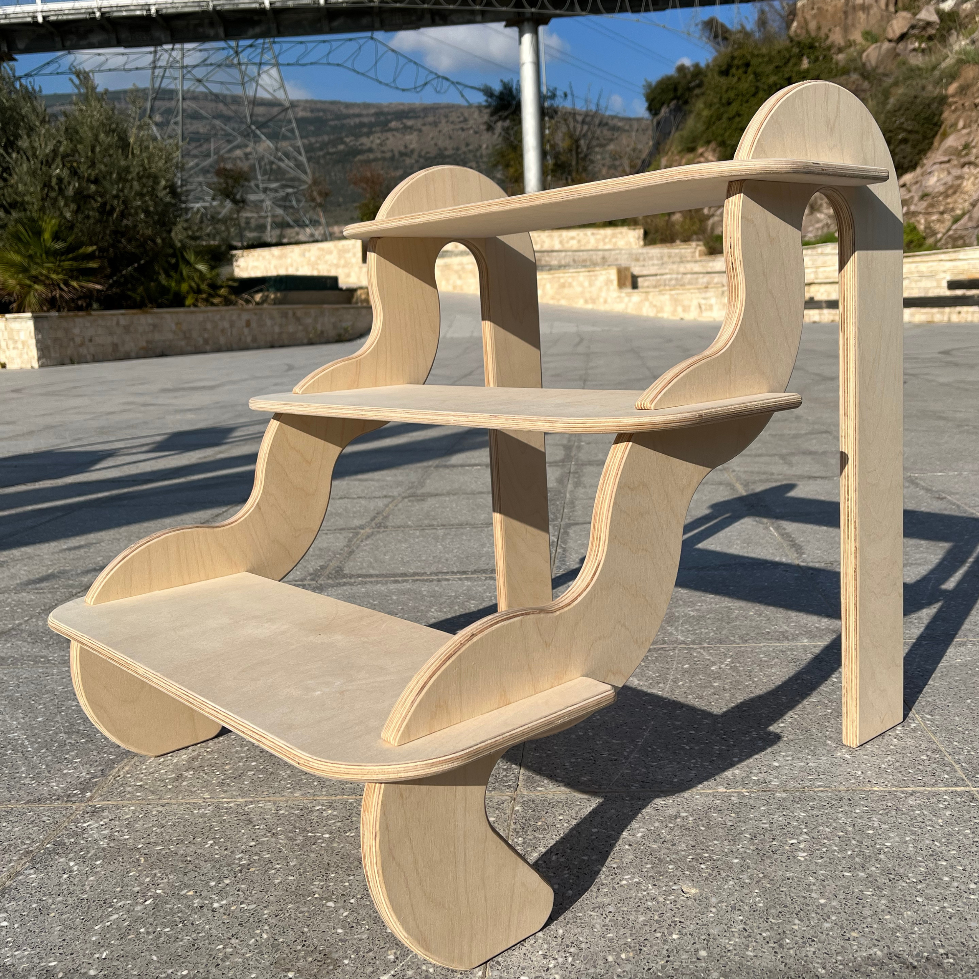 Wavy Gradual Portatif Ahşap Masaüstü Ürün Teşhir Standı