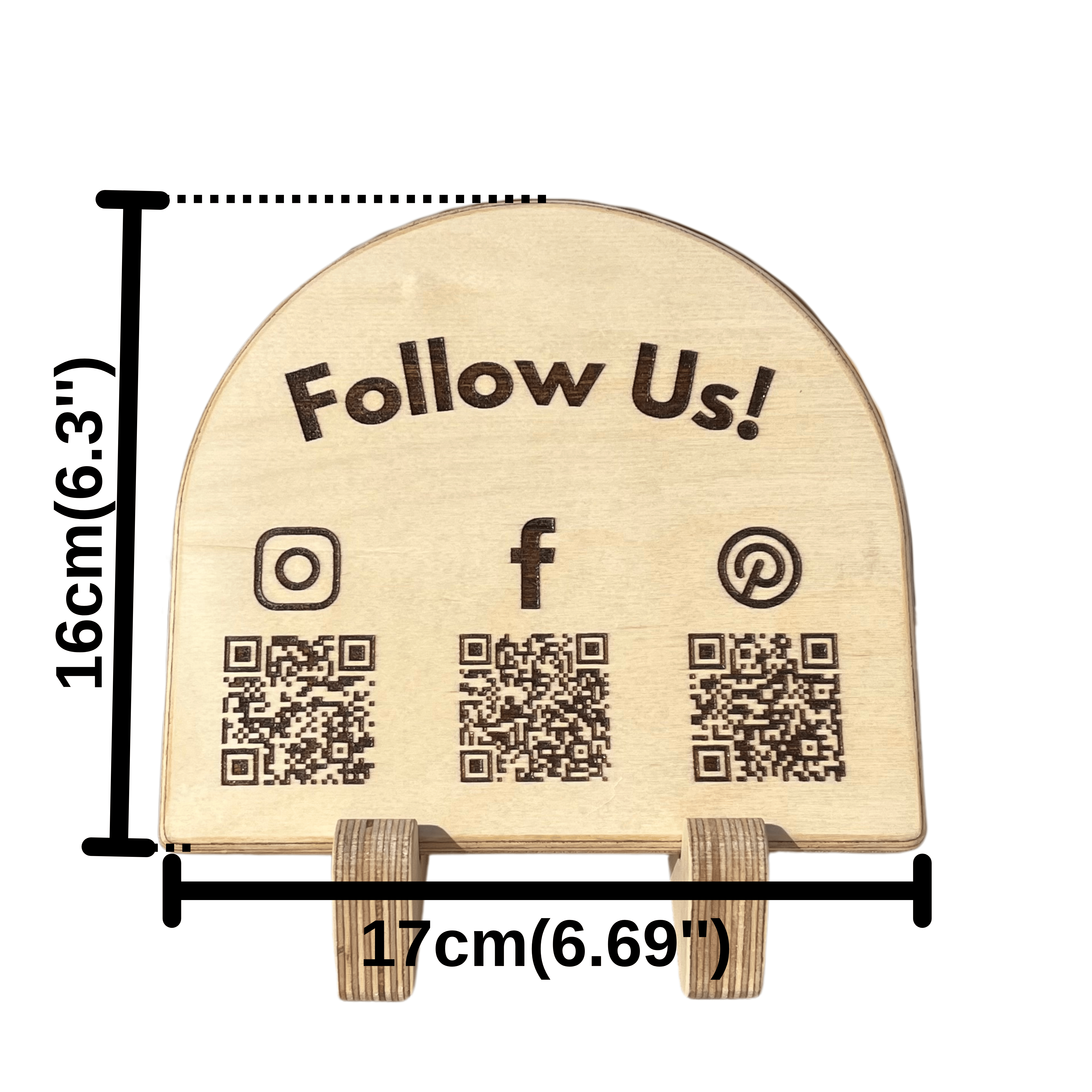 Kişiselleştirilebilir Arch Ahşap Eğimli Masaüstü Kare Kod Tabelası – QR Menü & Pop-Up Market Standı