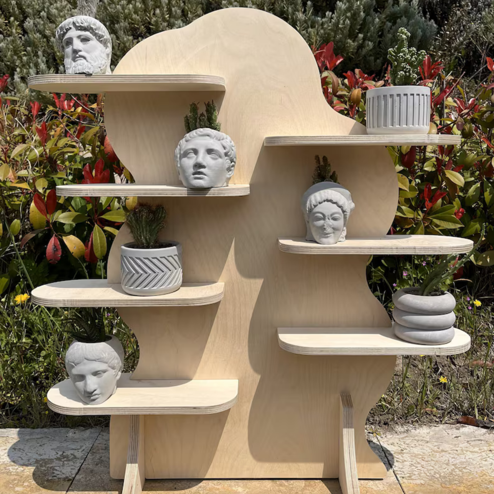 Asymmetrical Wavy Portatif Ahşap Masaüstü Ürün Teşhir Standı