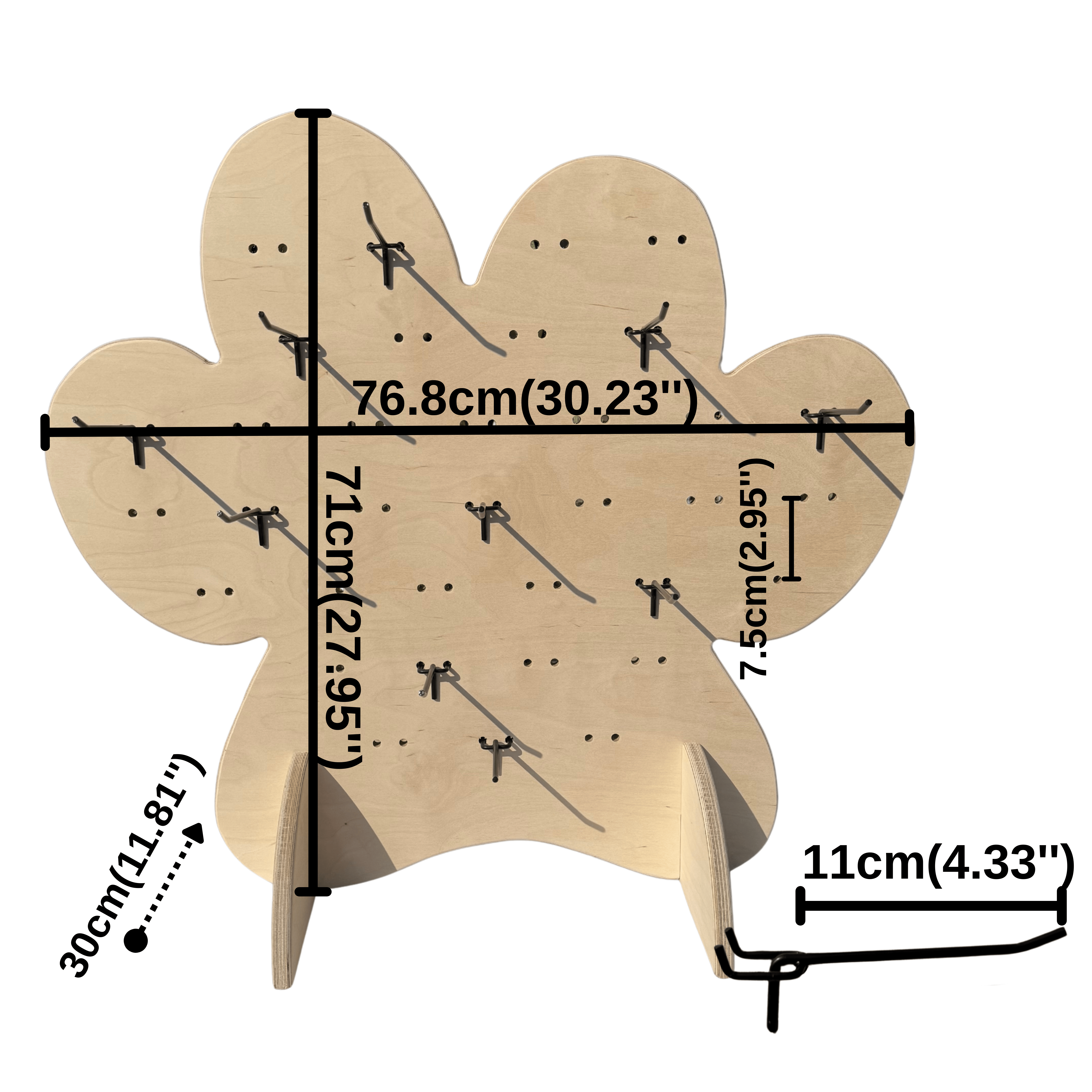 Paw Pati Pegboard Masaüstü Ürün Teşhir Standı + Metal Askılar