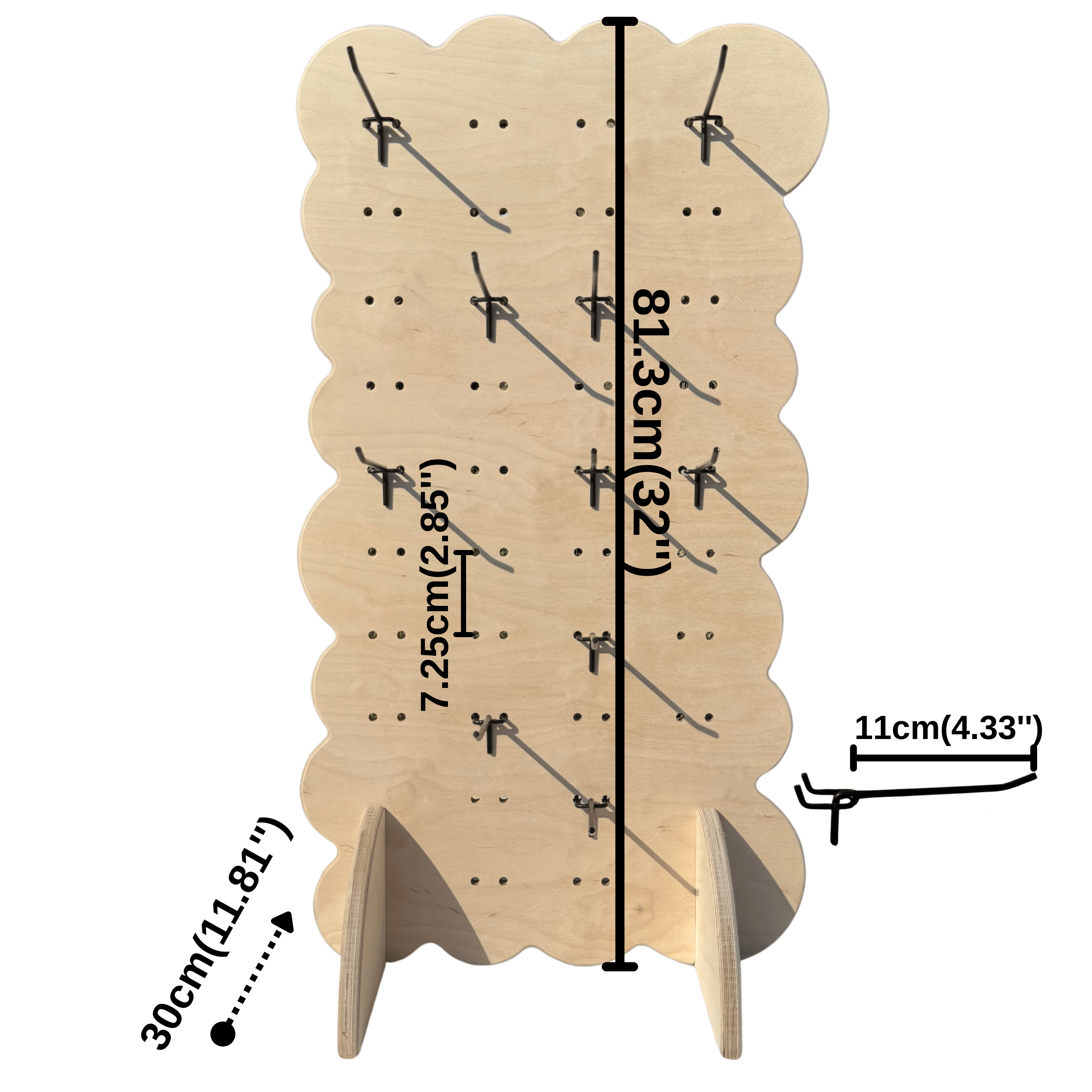 Biscuit Pegboard Masaüstü Ürün Teşhir Standı + Metal Askılar