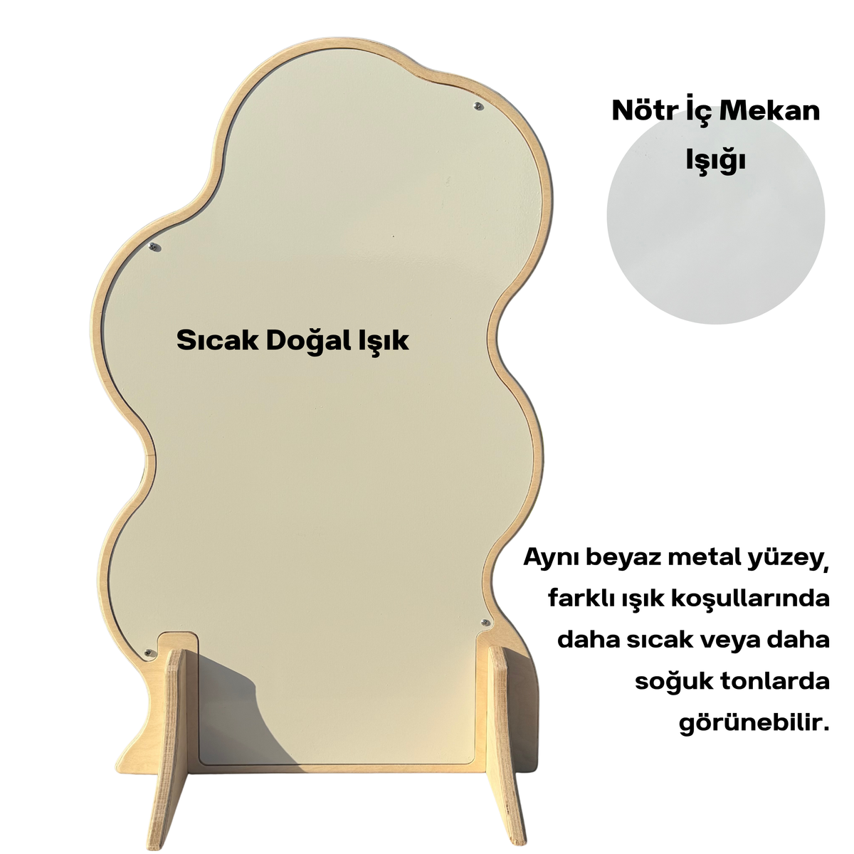 Asymmetrical Wavy Ahşap Magnet Sergileme Standı | Beyaz Metal Yüzey
