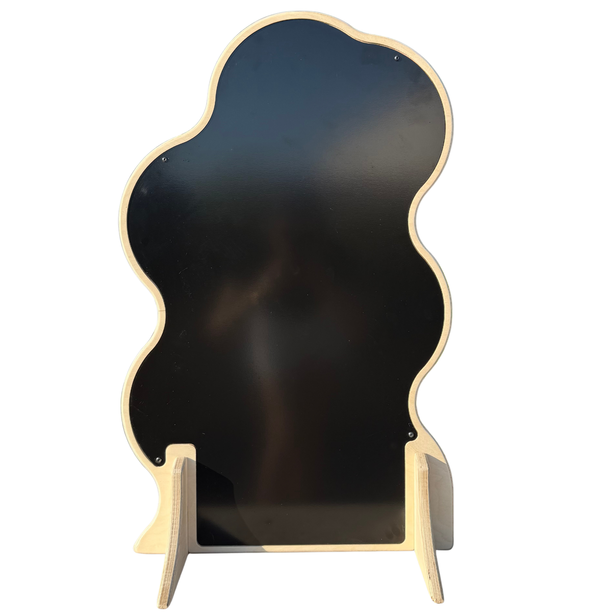 Asymmetrical Wavy Ahşap Magnet Sergileme Standı | Siyah Metal Yüzey