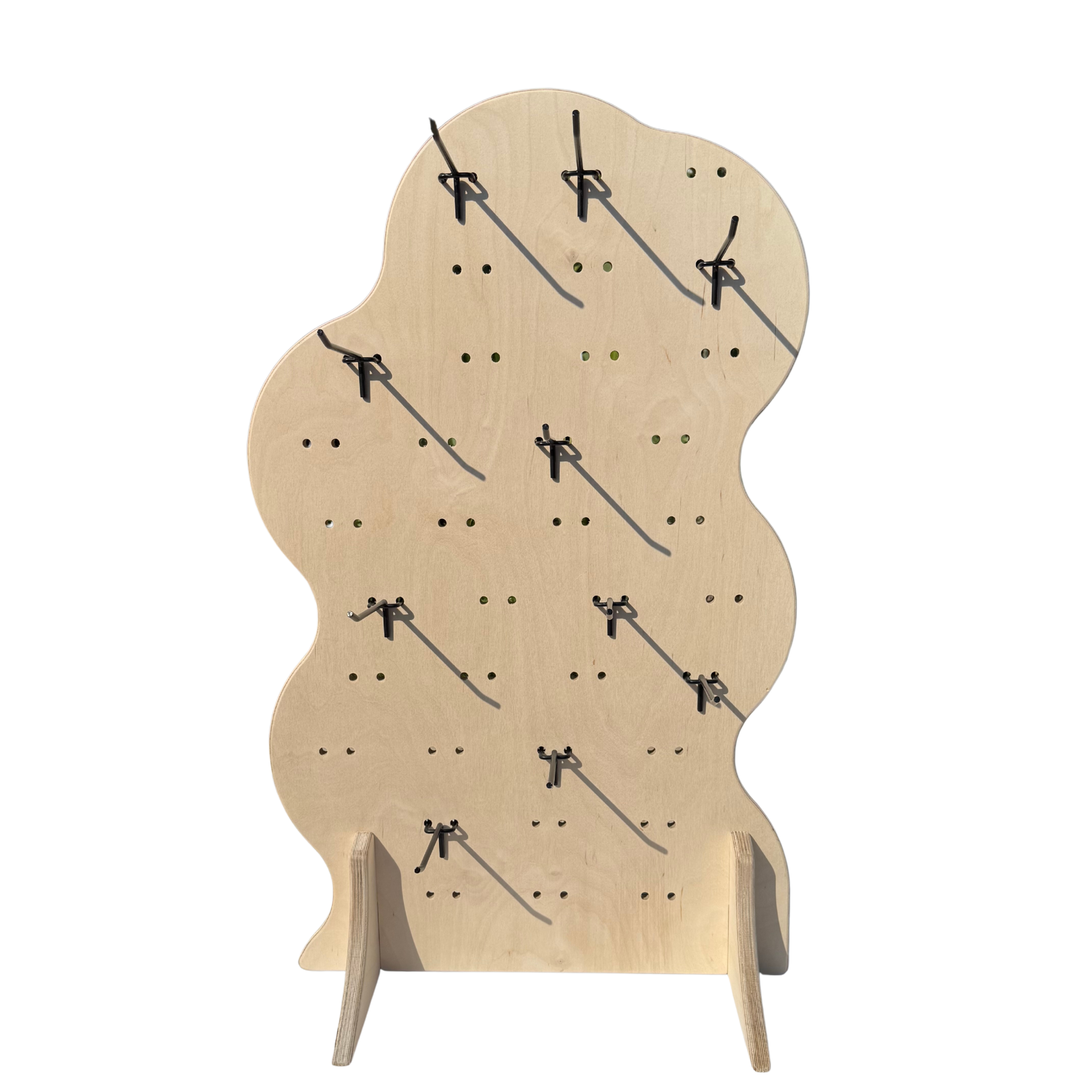 Asymmetrical Wavy Pegboard Masaüstü Ürün Teşhir Standı + Metal Askılar