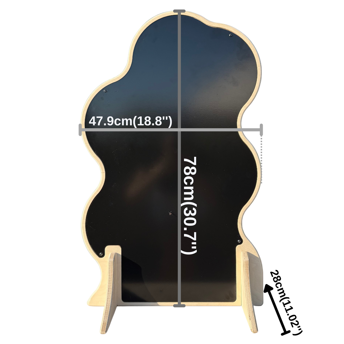 Asymmetrical Wavy Ahşap Magnet Sergileme Standı | Siyah Metal Yüzey