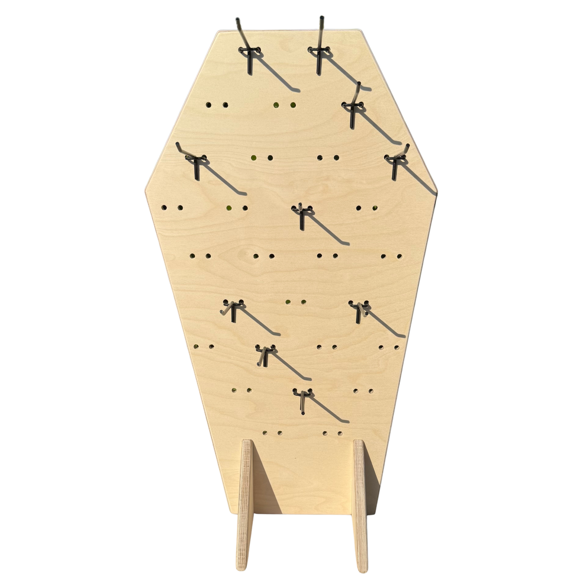 Coffin Pegboard Masaüstü Ürün Teşhir Standı + Metal Askılar