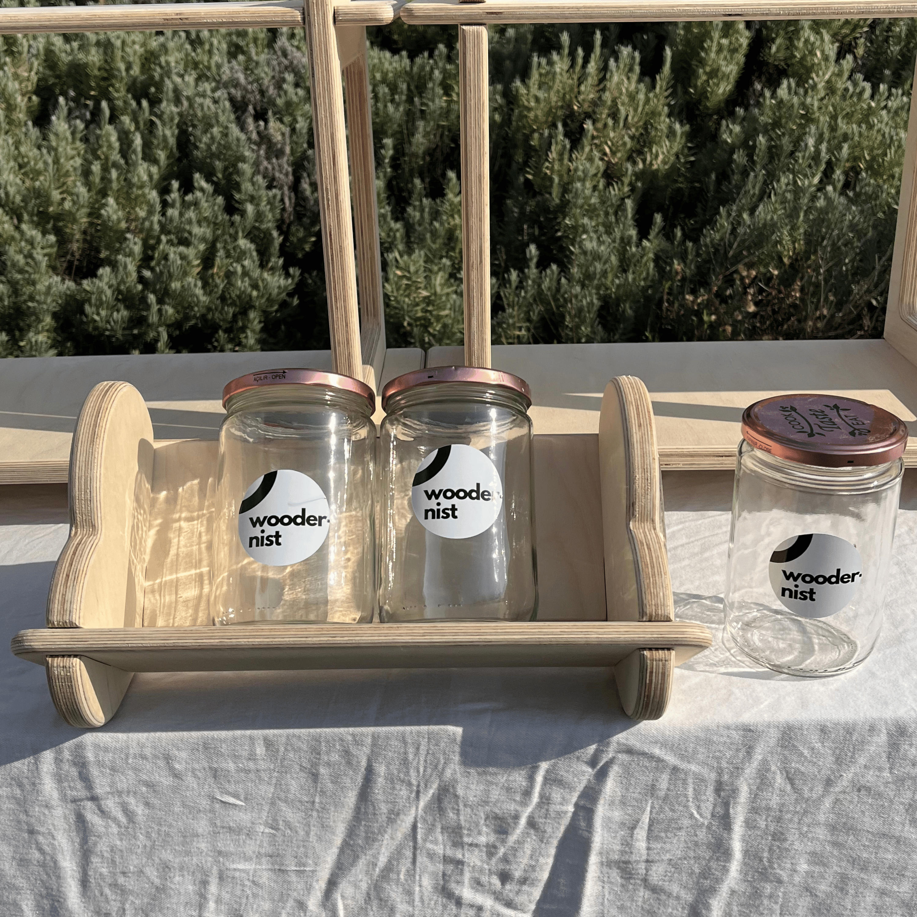 Incliney Portatif Ahşap Masaüstü Ürün Teşhir Standı